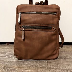 Brown Faux Leather Backpack